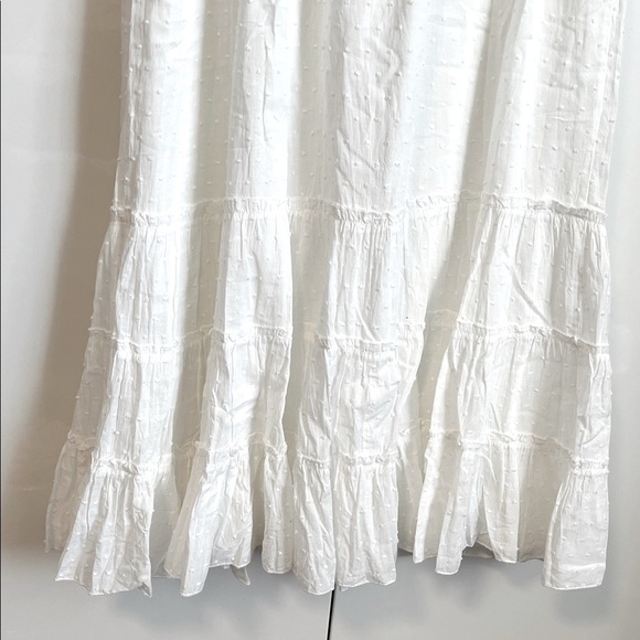 NWOT Betsey Johnson White Cotton Maxi Dress Lined Smocking Waist, Size L - Picture 9 of 12